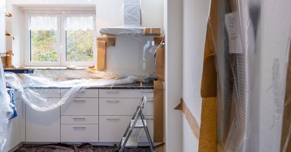 Kitchen being remodeled.