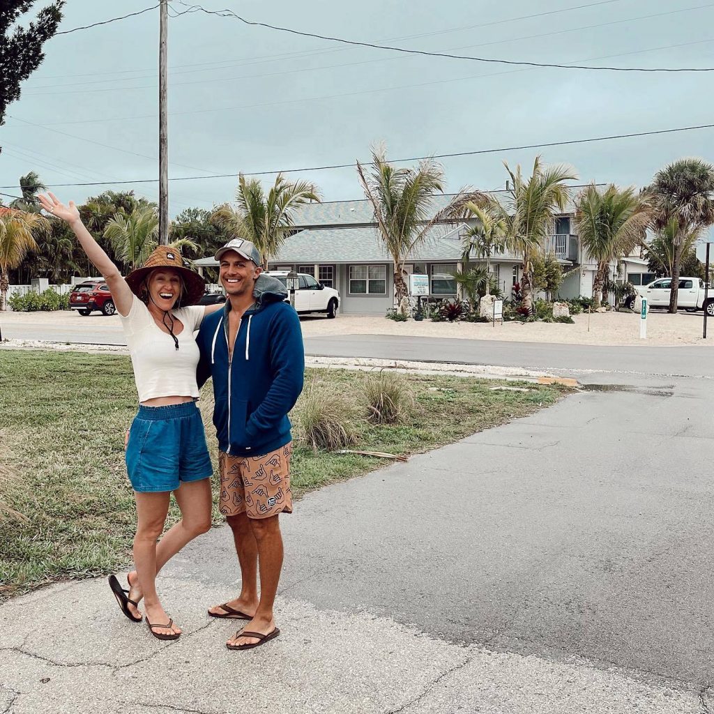 Ashley and Dino Petrone stand in front of Joie Inn