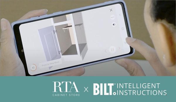 A close up of the BILT app that helps you assemble and install RTA cabinets.