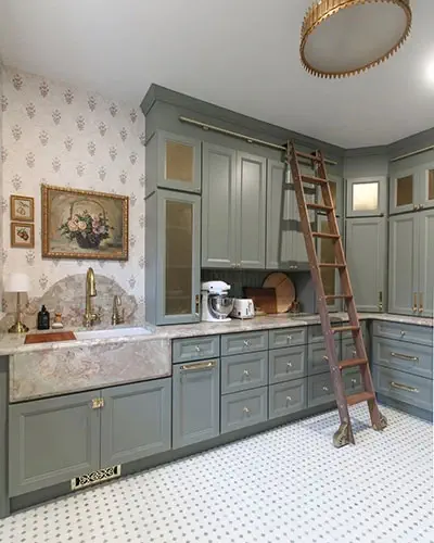 green kitchen cabinets