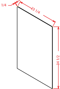 Artisan Shaker Base Skin Panel - 1/4"D X 34 1/2"H X 23 1/4"W