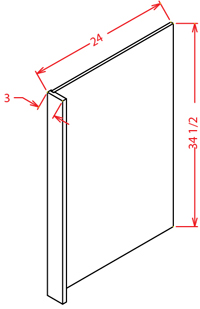 Artisan Shaker Dishwasher Return Panel - 24"W X 34-1/2""H  w/3"W Filler