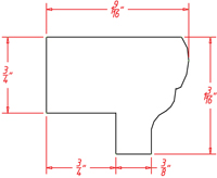Artisan Shaker Light Rail Molding - 1-1/8"H X 1-1/2"D X 96"W