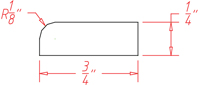 Artisan Shaker Scribe Molding - 1/4"D X 3/4"H X 96"W
