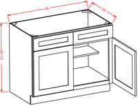Artisan Shaker Sink Base - 36"W X 24"D X 34-1/2"H - 2 False Drawers