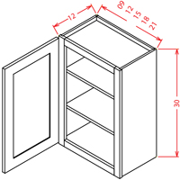 Artisan Shaker Wall Cabinet - 9"W X 30"H X 12"D-1D-2S