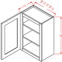 Artisan Shaker Wall Cabinet - 18"W X 42"H X 12"D-1D-3S