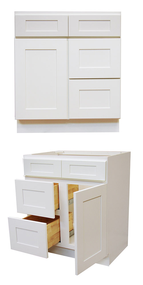 Elegant White Shaker 24" Vanity w/ Left Drawers