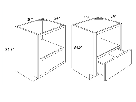 Elegant White Shaker 30" Base Microwave Cabinet