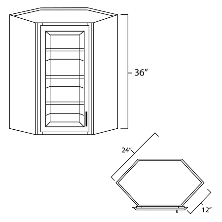 Elegant White Shaker Plain Glass Door for WDC2436