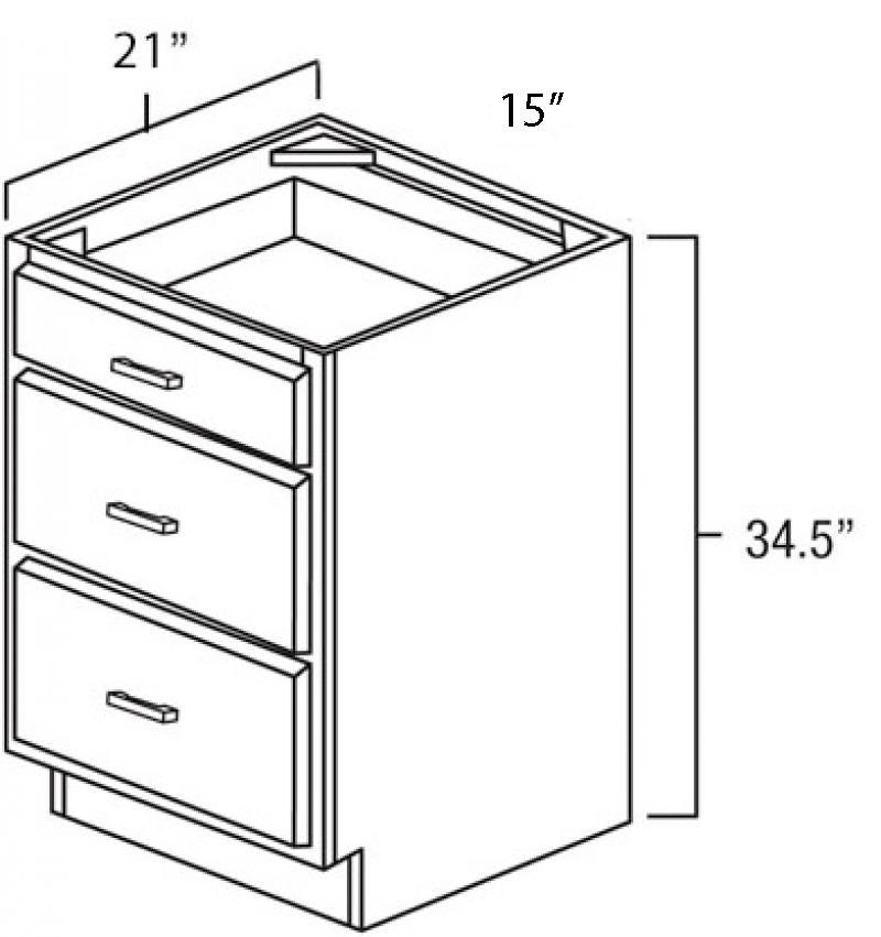 Carolina Hickory 15" Vanity Three Drawer Base