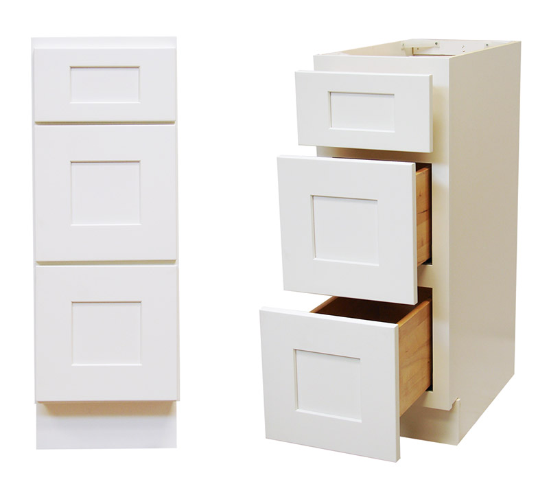 Elegant White Shaker 18" Vanity Three Drawer Base