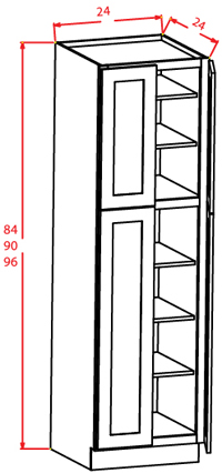 Artisan Shaker Wall Pantry - 24"W X 24"D X 90"H-4D-5S