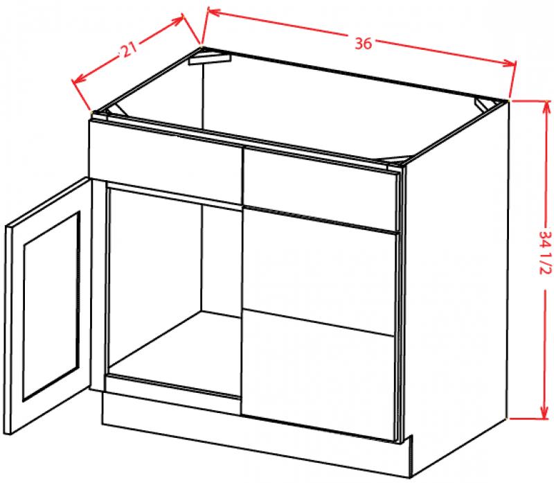 Carolina Hickory 36" Vanity w/ Right Drawers
