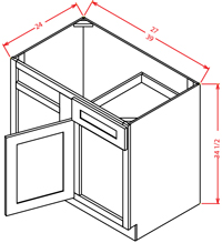 Gunnison Shaker Blind Base Corner Cabinet - 27"W X 24"D X 34-1/2"H-1D-1DRA-1S