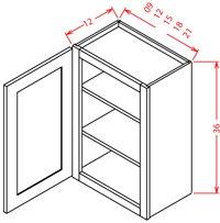 Gunnison Shaker Wall Cabinet - 21"W X 36"H X 12"D-1D-2S