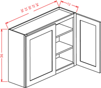 Gunnison Shaker Wall Cabinet - 30"W X 36"H X 12"D-2D-2S