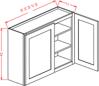 Gunnison Shaker Wall Cabinet - 33"W X 42"H X 12"D-2D-3S