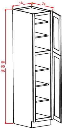 Gunnison Shaker Wall Pantry - 18"W X 24"D X 84"H-2D-5S