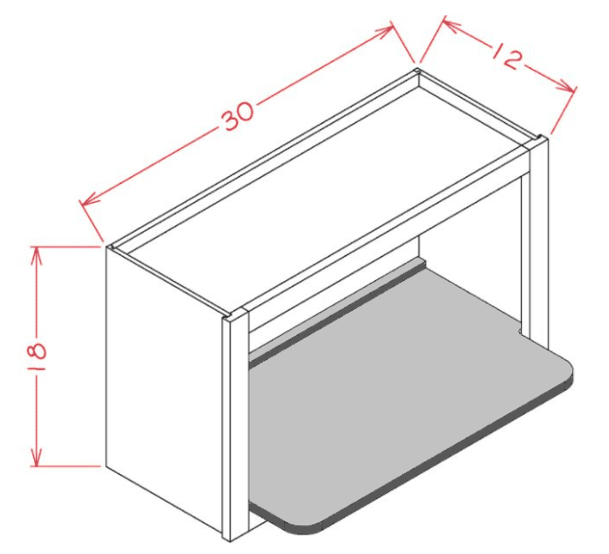Oxford White Shaker Microwave Open Shelf 30" X 18" X 17 3/4"