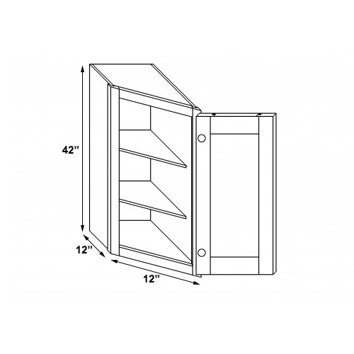 Frameless White Shaker Wall End Angle With Right Door - 12"W x 42"H