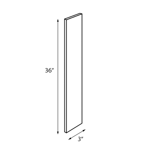 Frameless White Shaker Wall Filler - 3"W x 36"H