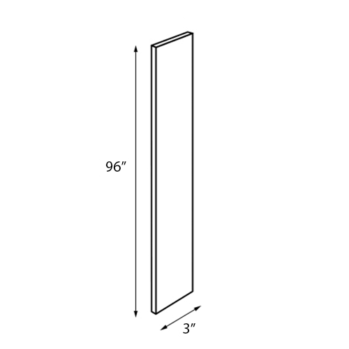Frameless White Shaker Wall Filler - 3"W x 96"H