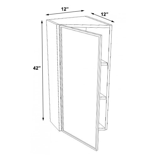 Ivory White Shaker Wall End Angle With Left Door - 12"W x 42"H