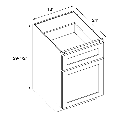 Easton White Slab Desk Drawer Base - 18"W x 29-1/2"H