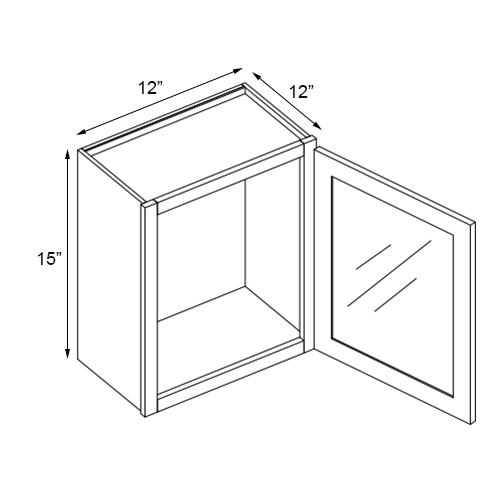 Easton White Slab Single Glass Door Wall Stacking Cabinet - 12"W x 15"H