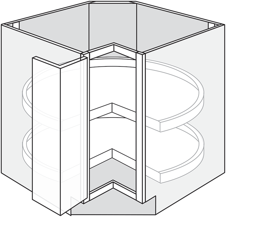 Gladwyne Slab Single Bi-Fold Door Lazy Susan Cabinet 36"W