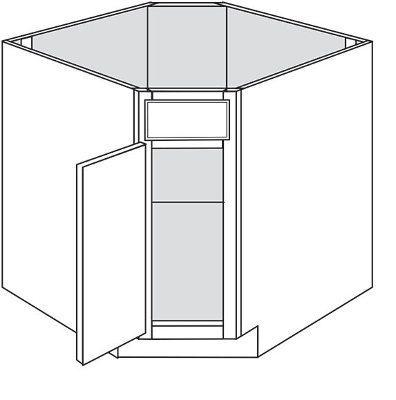 Gladwyne Slab Single Door Diagonal Sink Base Cabinet 36"W