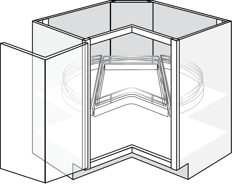 Windon Slab Single Bi-Fold Door Lazy Susan Cabinet w/ Pullout 36"W