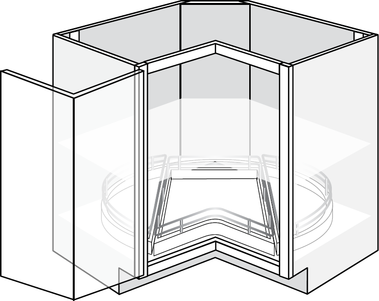 Windon Slab Single Bi-Fold Door Lazy Susan Cabinet w/ Pullout 36"W