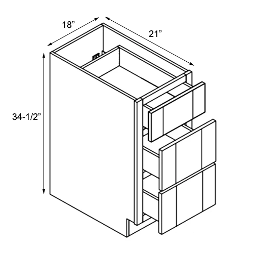 Ambrose Raised Panel Vanity Base Drawer Cabinet - 18"W x 34-1/2"H