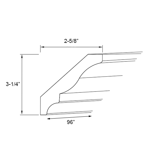 Florence Slate Shaker Large Crown Molding - 96"W x 3-1/4"H