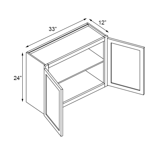 Weston Espresso Shaker Double Door Wall Cabinet - 33"W x 24"H
