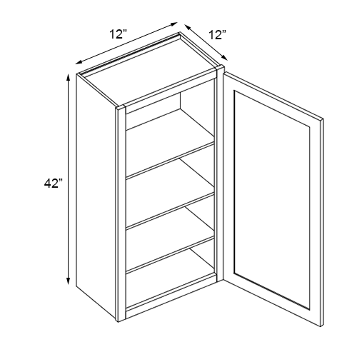 Weston White Shaker Single Door Wall Cabinet - 12"W x 42"H