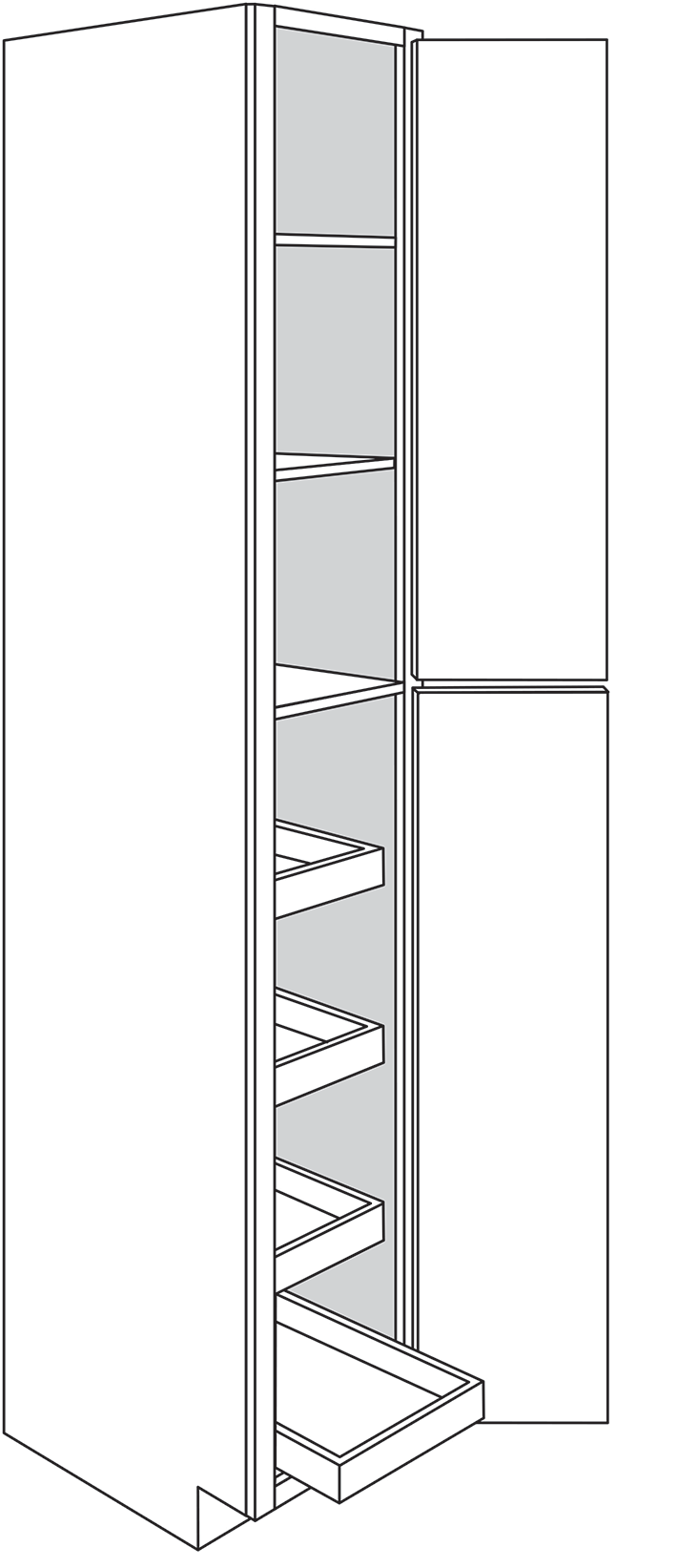 Springfield Slab Double-Door Pantry Cabinet w/ 4 Soft-Close Rollout Trays 18"W x 96"H