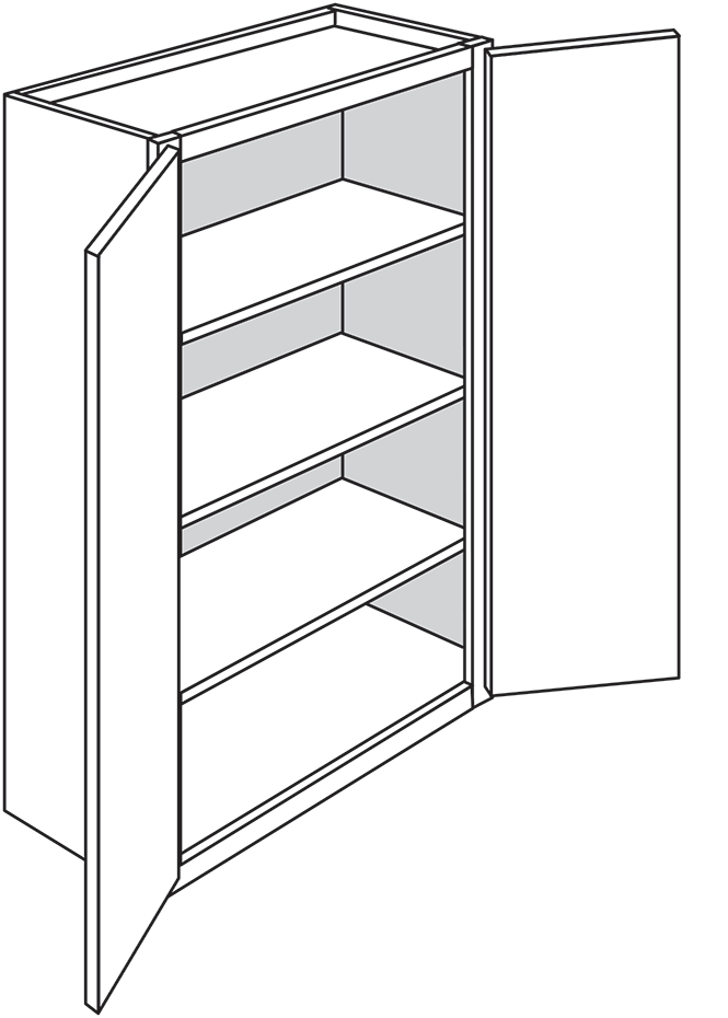 Rustic Shaker Double-Door Wall Cabinet 30"W x 42"H