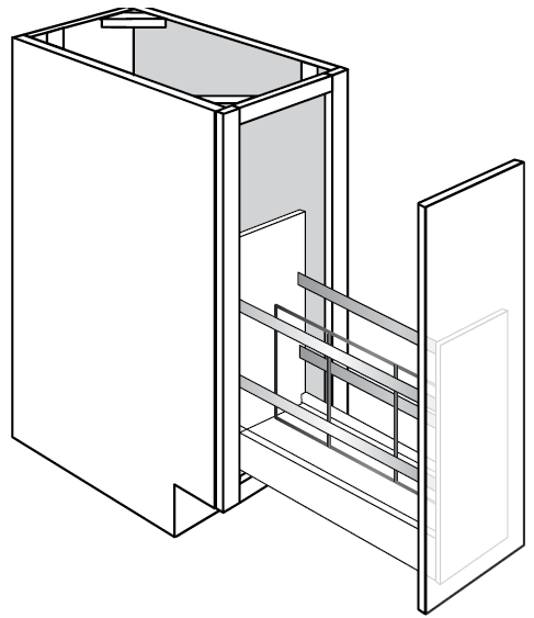Rustic Shaker Single Door Full-Height Base Cabinet w/ Tray Divider Pullout 9"W