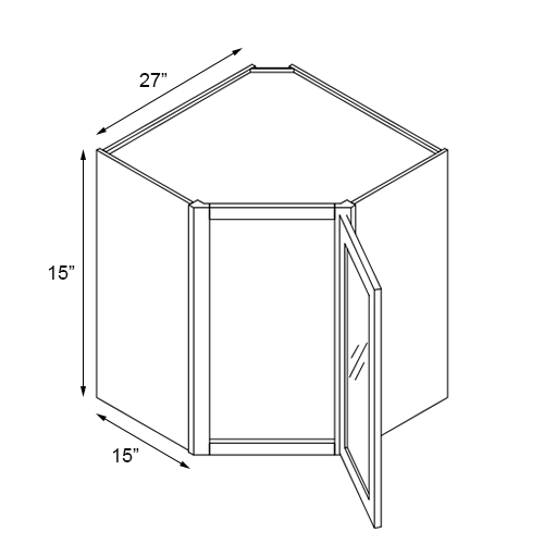 Weston Sand Shaker Single Glass Door Wall Corner Stacking Cabinet - 27"W x 15"H