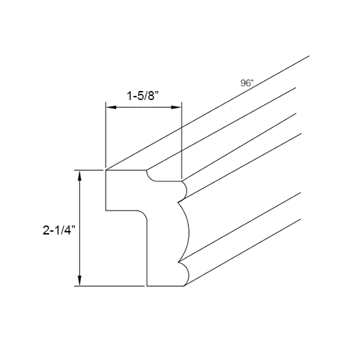 Weston Sand Shaker Traditional Light Rail Molding - 96"W x 2-1/4"H