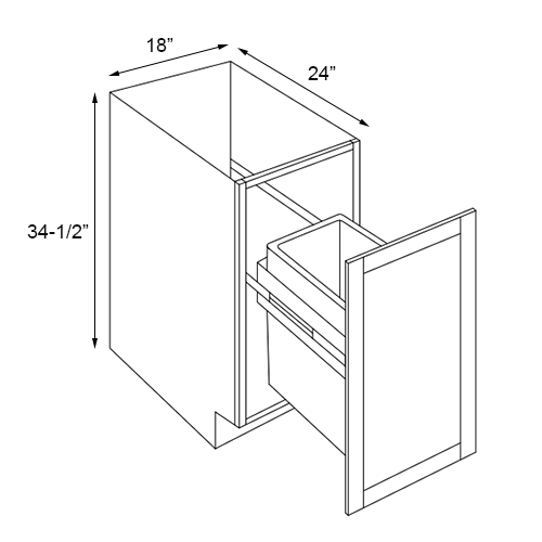 Weston Sand Shaker Trash Can Base Cabinet With Full Height Door - 18"W x 34-1/2"H (Trash Can Included)