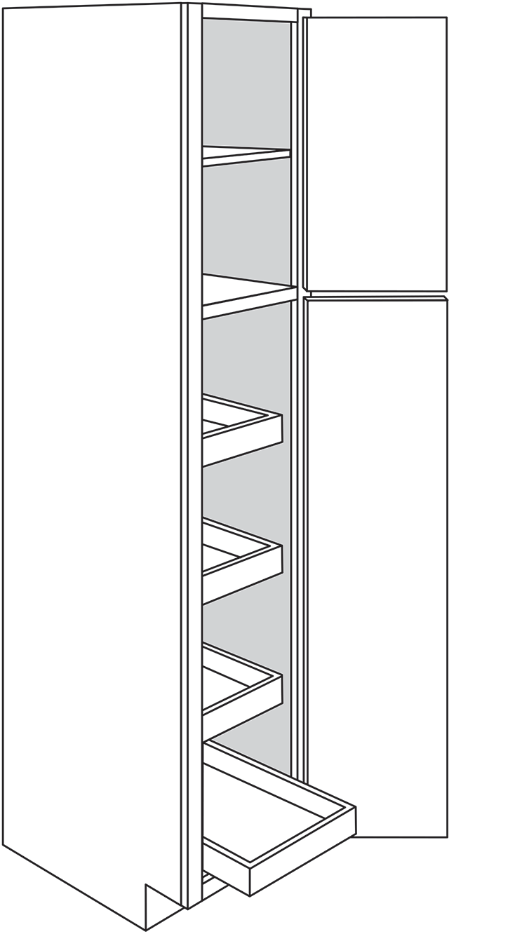 Devon Shaker Double-Door Pantry Cabinet w/ 4 Soft-Close Rollout Trays 18"W x 90"H