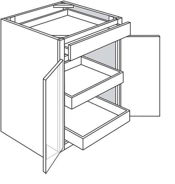 Gladwyne Raised Double-Door Base Cabinet w/ 2 Soft-Close Rollout Trays 27"W