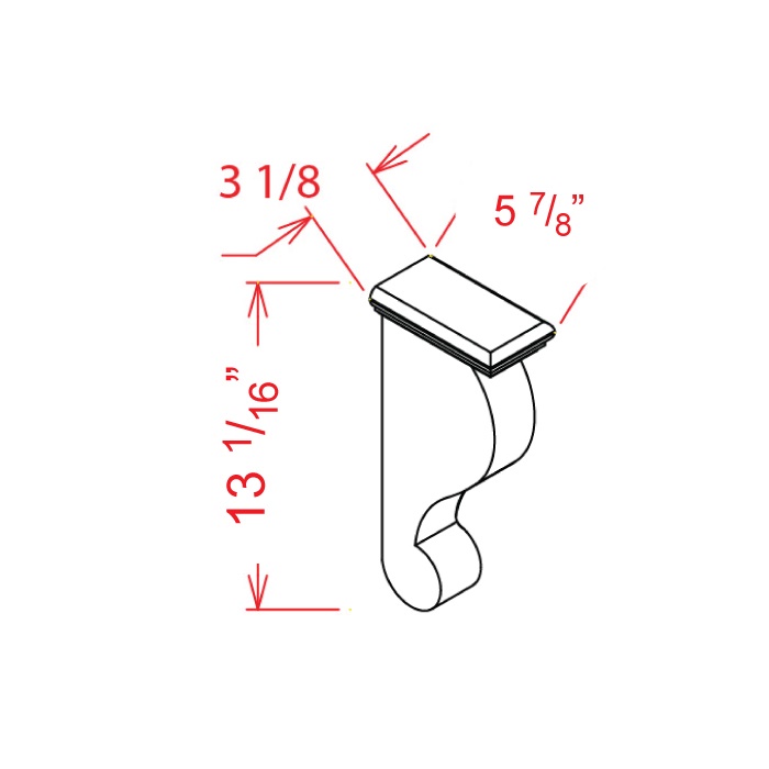 Frosted White Shaker Corbel - 3"W X 12-3/4"H X 6"D