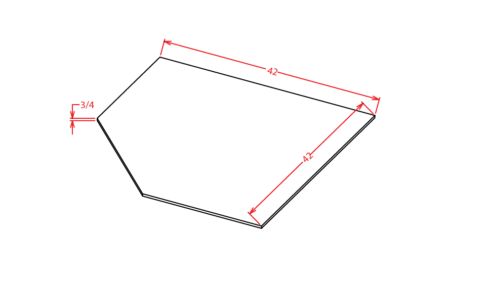 Frosted White Shaker Corner Sink Front Floor - 42"W X 42"W X 23-1/4"D
