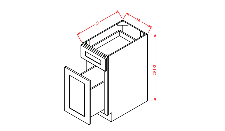 Frosted White Shaker Two Drawer File Base Cabinet - 18"W X 21"D X 29-1/2"H