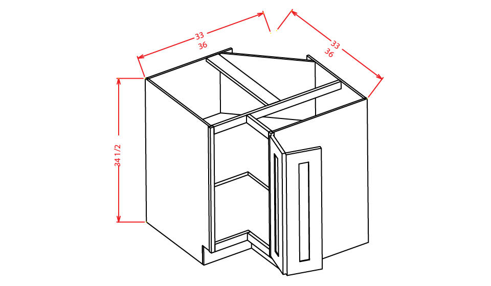Stone Grey Shaker Lazy Susan Cabinet - 33"W X 34-1/2"H